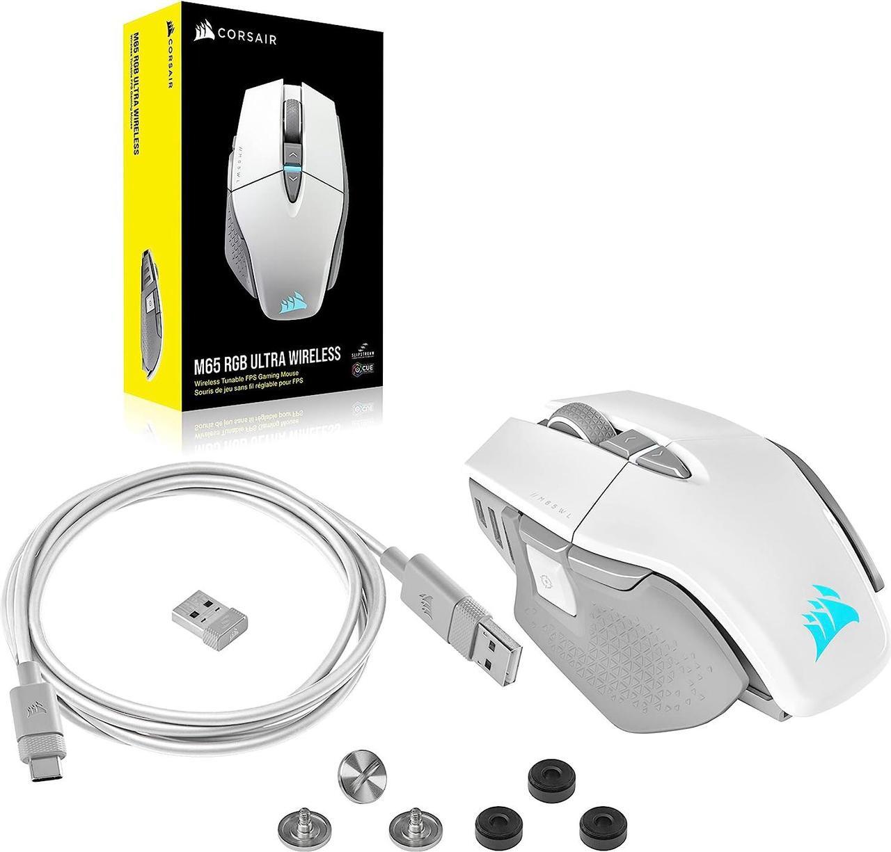 Alt view image 8 of 8 - CORSAIR M65 RGB ULTRA WIRELESS Gaming Mouse, Backlit RGB LED, Optical, Tunable FPS, White (CH-9319511-NA2)