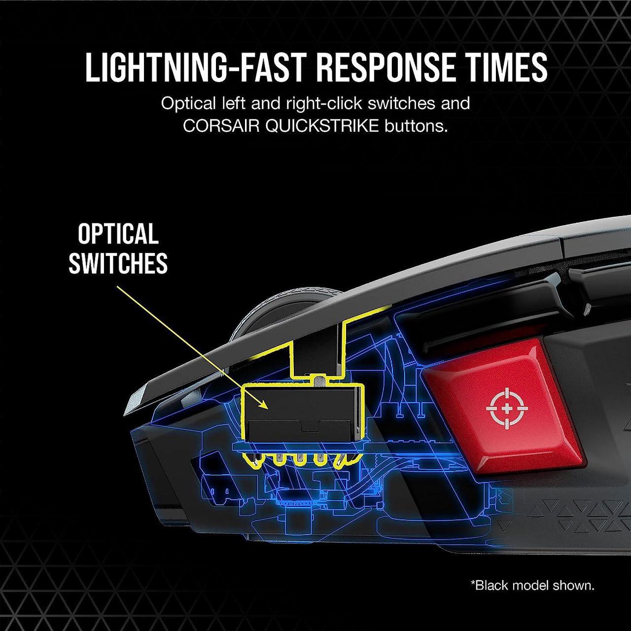 Alt view image 5 of 8 - CORSAIR M65 RGB ULTRA WIRELESS Gaming Mouse, Backlit RGB LED, Optical, Tunable FPS, White (CH-9319511-NA2)