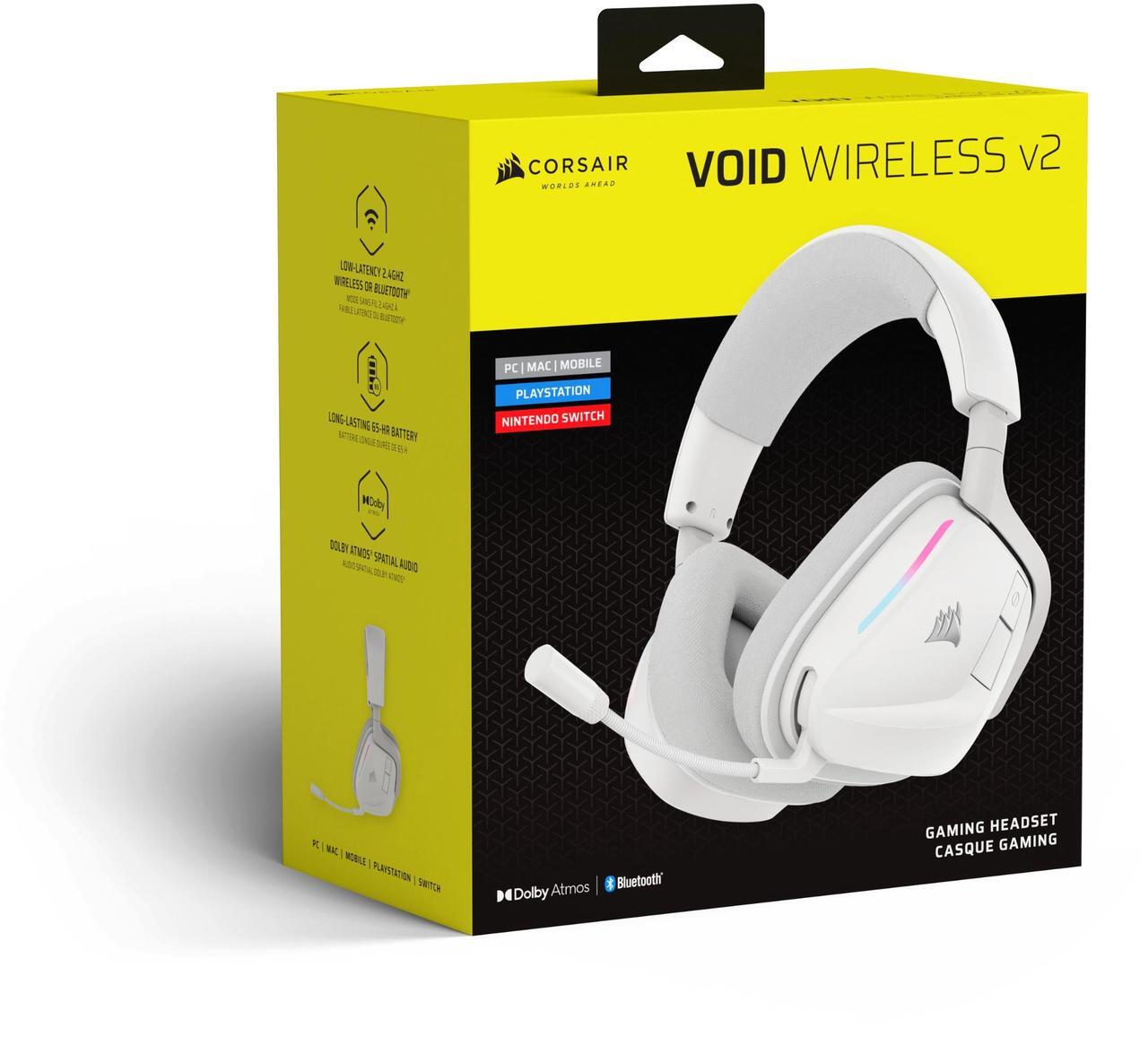 Alt view image 13 of 13 - Corsair VOID WIRELESS v2 Gaming Headset Works with PC, PS5 and Nintendo Switch- White (CA-9011380-WW)