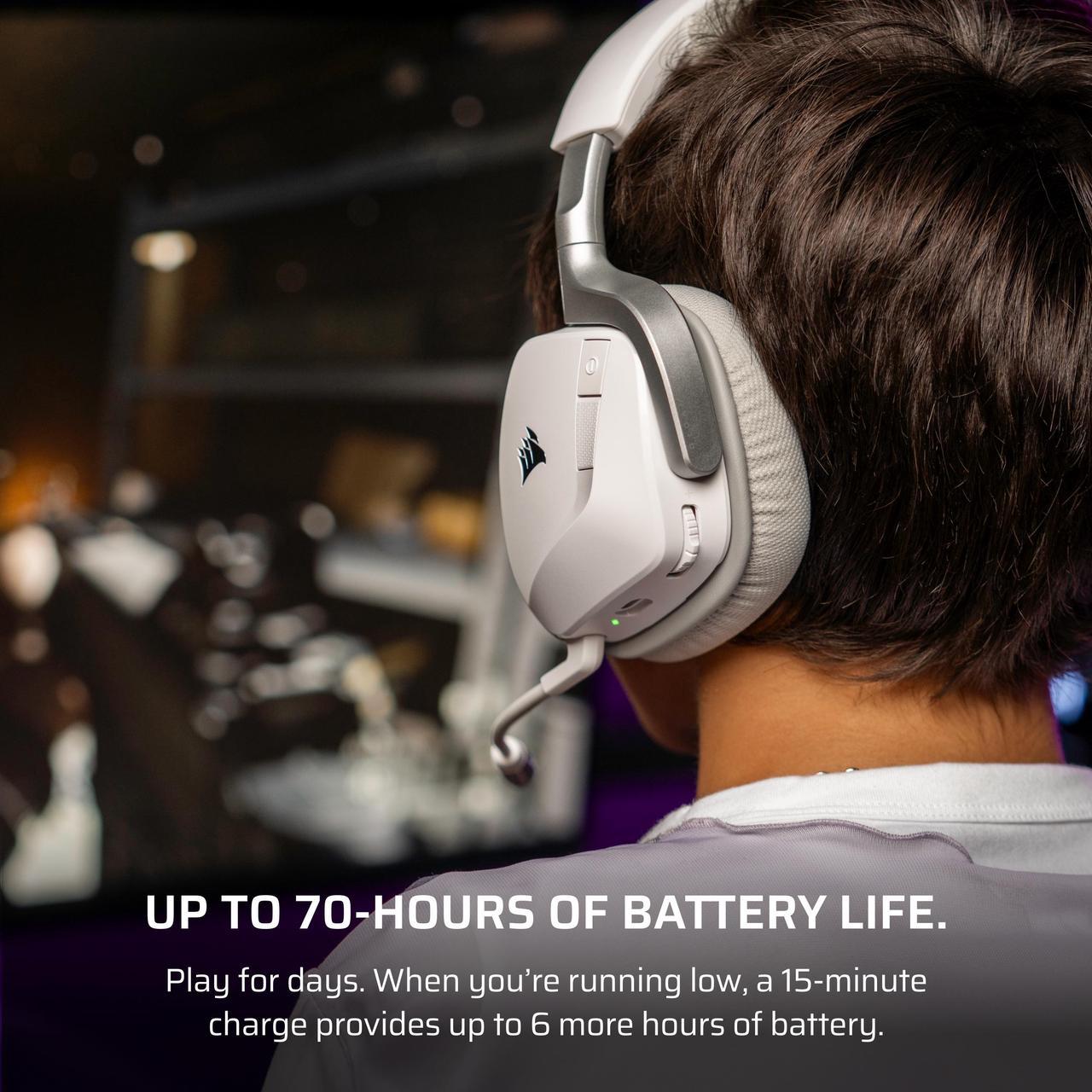 Alt view image 9 of 13 - Corsair VOID WIRELESS v2 Gaming Headset Works with PC, PS5 and Nintendo Switch- White (CA-9011380-WW)