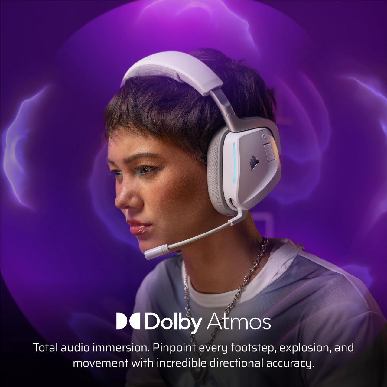 Alt view image 11 of 13 - Corsair VOID WIRELESS v2 Gaming Headset Works with PC, PS5 and Nintendo Switch- White (CA-9011380-WW)