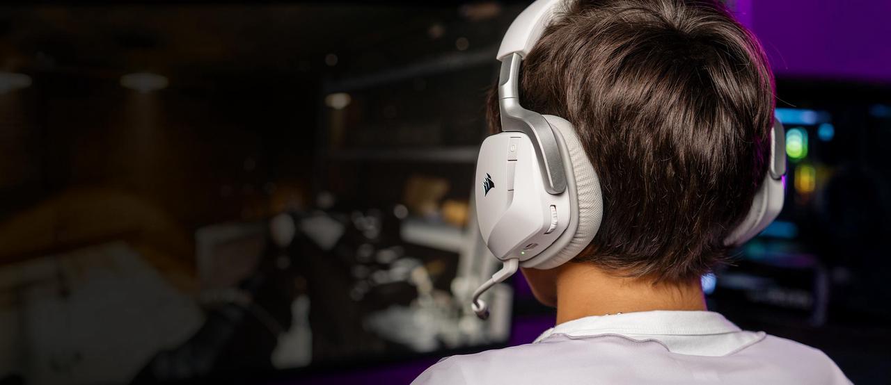 Alt view image 12 of 13 - Corsair VOID WIRELESS v2 Gaming Headset Works with PC, PS5 and Nintendo Switch- White (CA-9011380-WW)