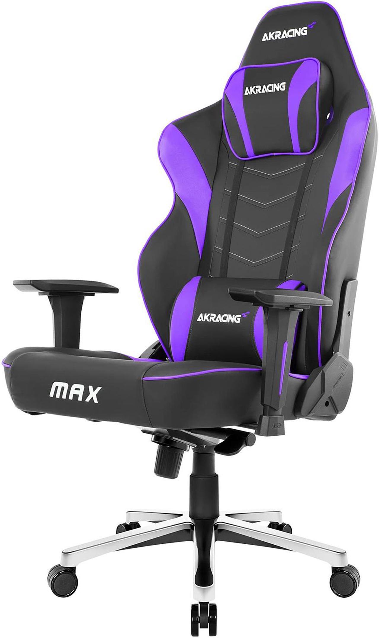 Alt view image 2 of 8 - AKRacing Master Series MAX PU Leather Gaming Chair, 4D Adjustable Armrests, 180 Degrees Recline - Black/Indigo (AK-MAX-BK/IN)