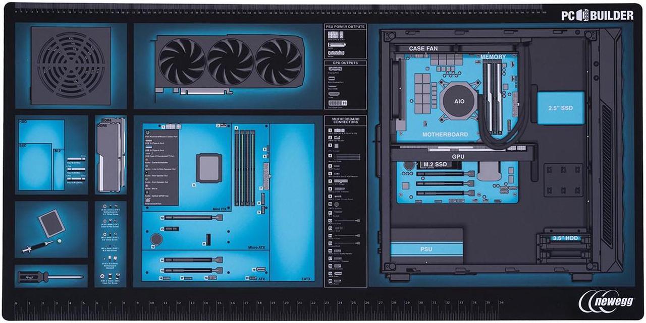 Main image of Newegg PC Builder Mat, XXL 24" x 48" Work and Assembly Surface Mouse Pad for PC Building (NEMAT001)