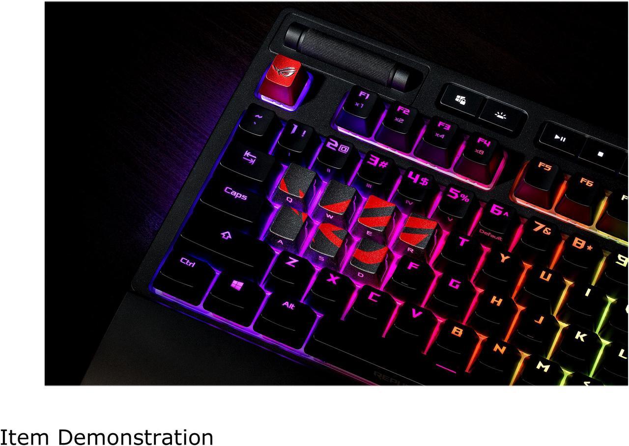 Alt view image 4 of 7 - ASUS ROG Gaming Keycap Set - Textured Side-Lit Design for FPS & MOBA Gaming | Accurate Keypress with Strong Grip | Compatible with Cherry MX Switches | Includes Keycap-Puller Tool for Easy Installatio