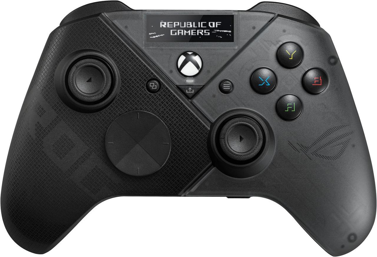Main image of ASUS ROG Raikiri Pro gaming controller, OLED display, tri-mode connectivity, remappable buttons&triggers, 4 rear buttons, step&linear triggers, adjustable joystick sensitivity, 3.5mm jack, PC and Xbox