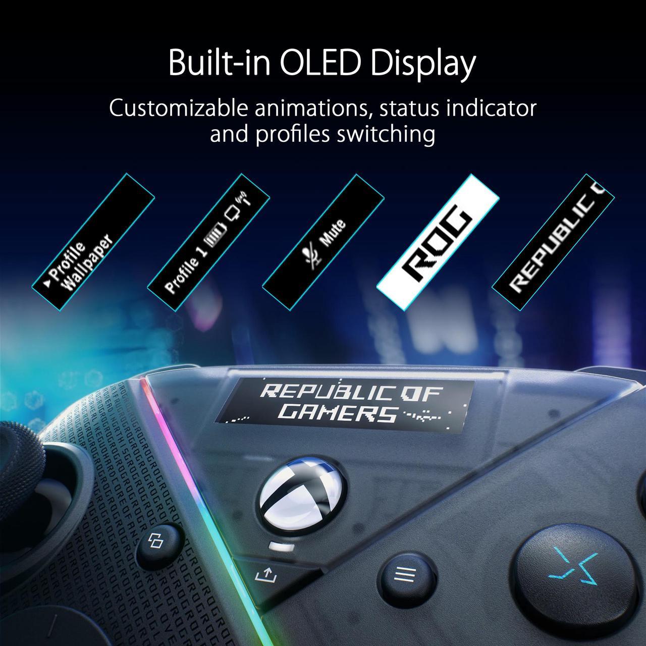 Alt view image 12 of 17 - ASUS ROG Raikiri Pro gaming controller, OLED display, tri-mode connectivity, remappable buttons&triggers, 4 rear buttons, step&linear triggers, adjustable joystick sensitivity, 3.5mm jack, PC and Xbox