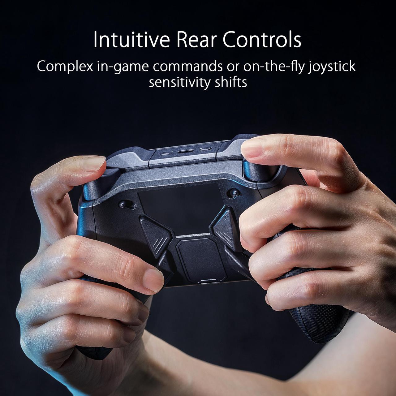 Alt view image 14 of 17 - ASUS ROG Raikiri Pro gaming controller, OLED display, tri-mode connectivity, remappable buttons&triggers, 4 rear buttons, step&linear triggers, adjustable joystick sensitivity, 3.5mm jack, PC and Xbox