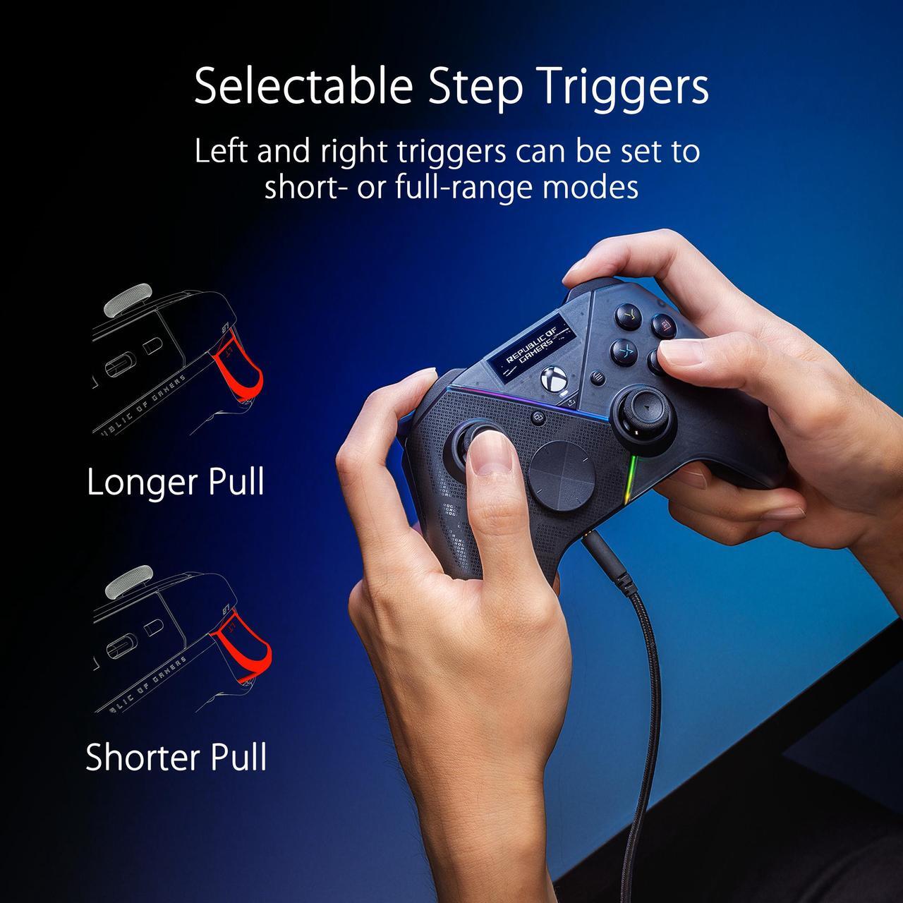 Alt view image 15 of 17 - ASUS ROG Raikiri Pro gaming controller, OLED display, tri-mode connectivity, remappable buttons&triggers, 4 rear buttons, step&linear triggers, adjustable joystick sensitivity, 3.5mm jack, PC and Xbox