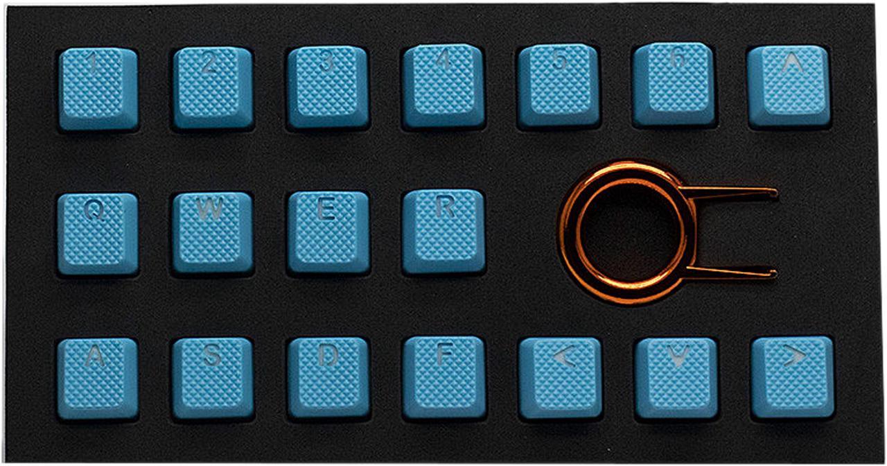 Tai-Hao KDTHUS018C03BU103 Neon Blue Rubber Keycap Set (18)