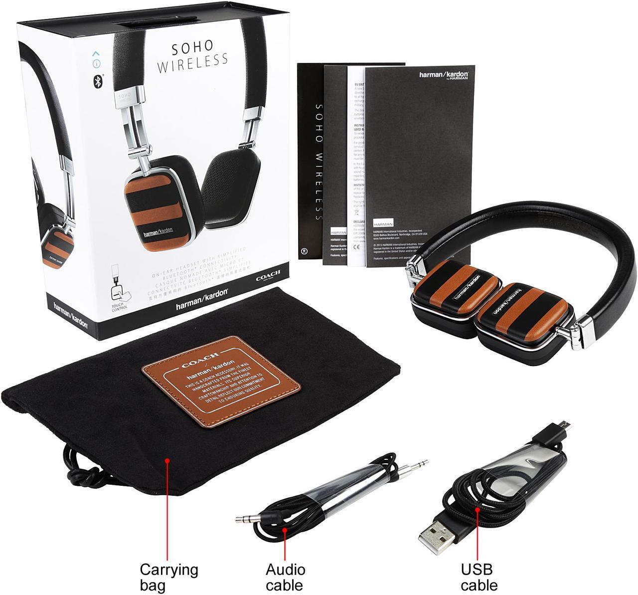 Alt view image 8 of 7 - Harman Kardon Soho Wireless COACH Limited Edition Bluetooth Wireless On-Ear Headphones - Brown/Black