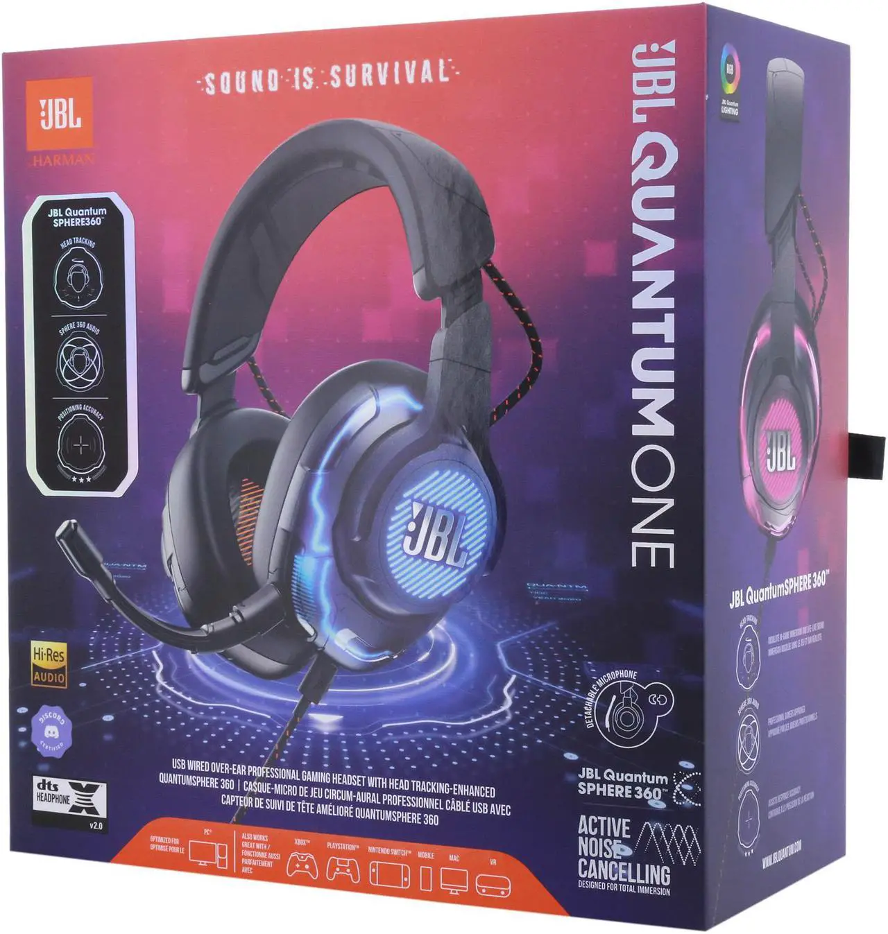 Alt view image 8 of 8 - JBL QUANTUM ONE USB Connector Circumaural Professional Gaming Headset