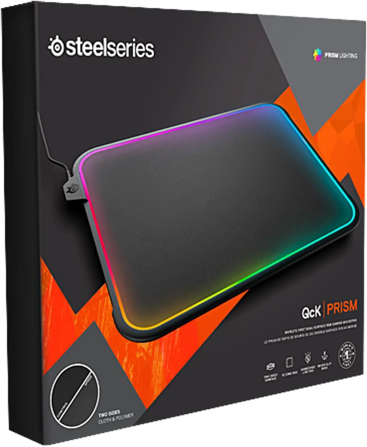 Alt view image 4 of 4 - SteelSeries QcK Prism RGB Mousepad, Dual-Surface, 12-Zone Lighting