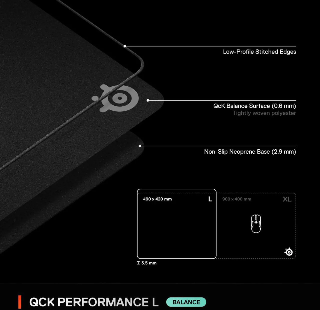 Alt view image 10 of 14 - SteelSeries QcK Performance L - Balance Mouse Mat