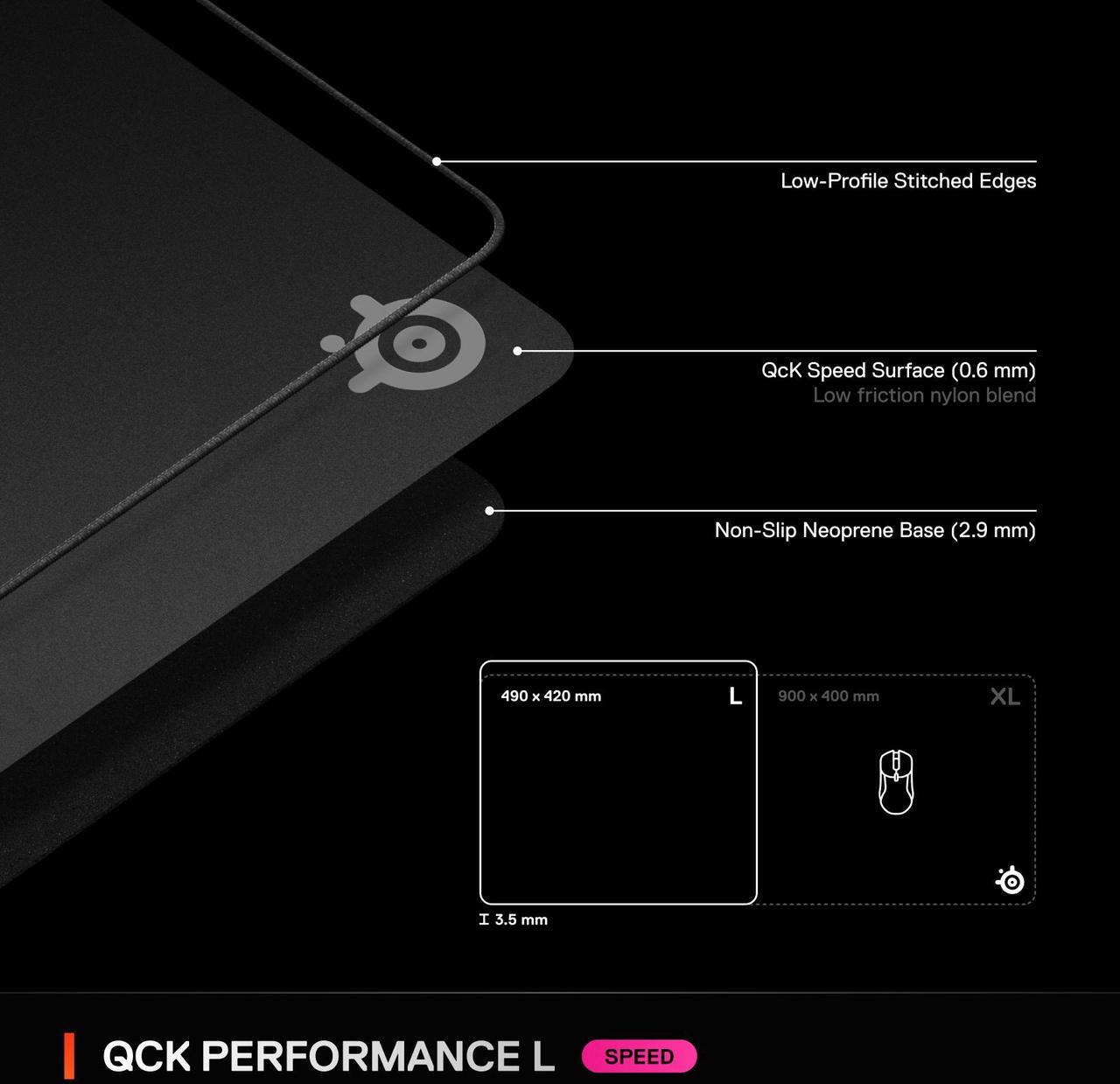 Alt view image 14 of 14 - SteelSeries QcK Performance L - Speed Mouse Mat