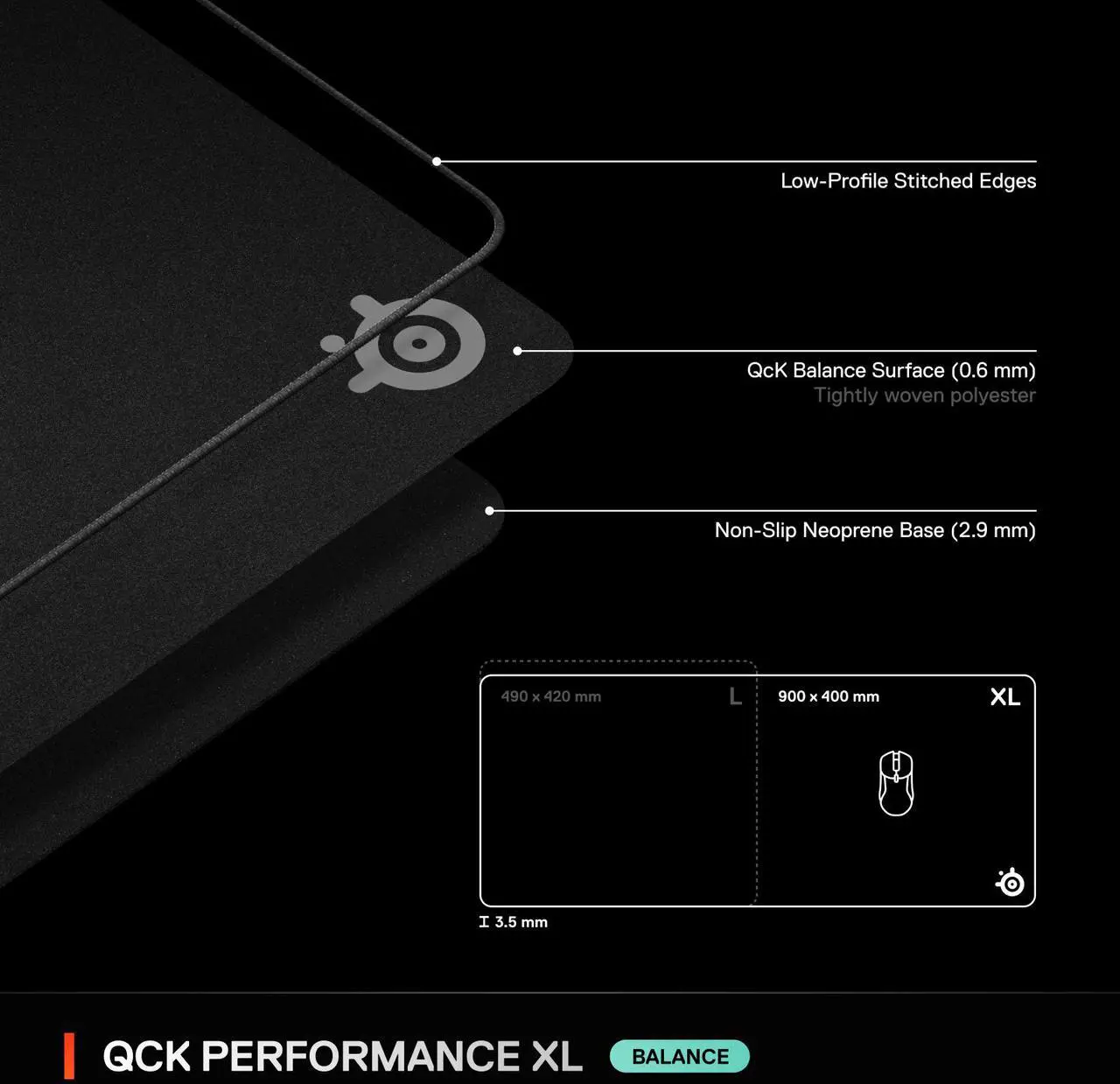 Alt view image 10 of 14 - SteelSeries QcK Balance XL Mouse Mat