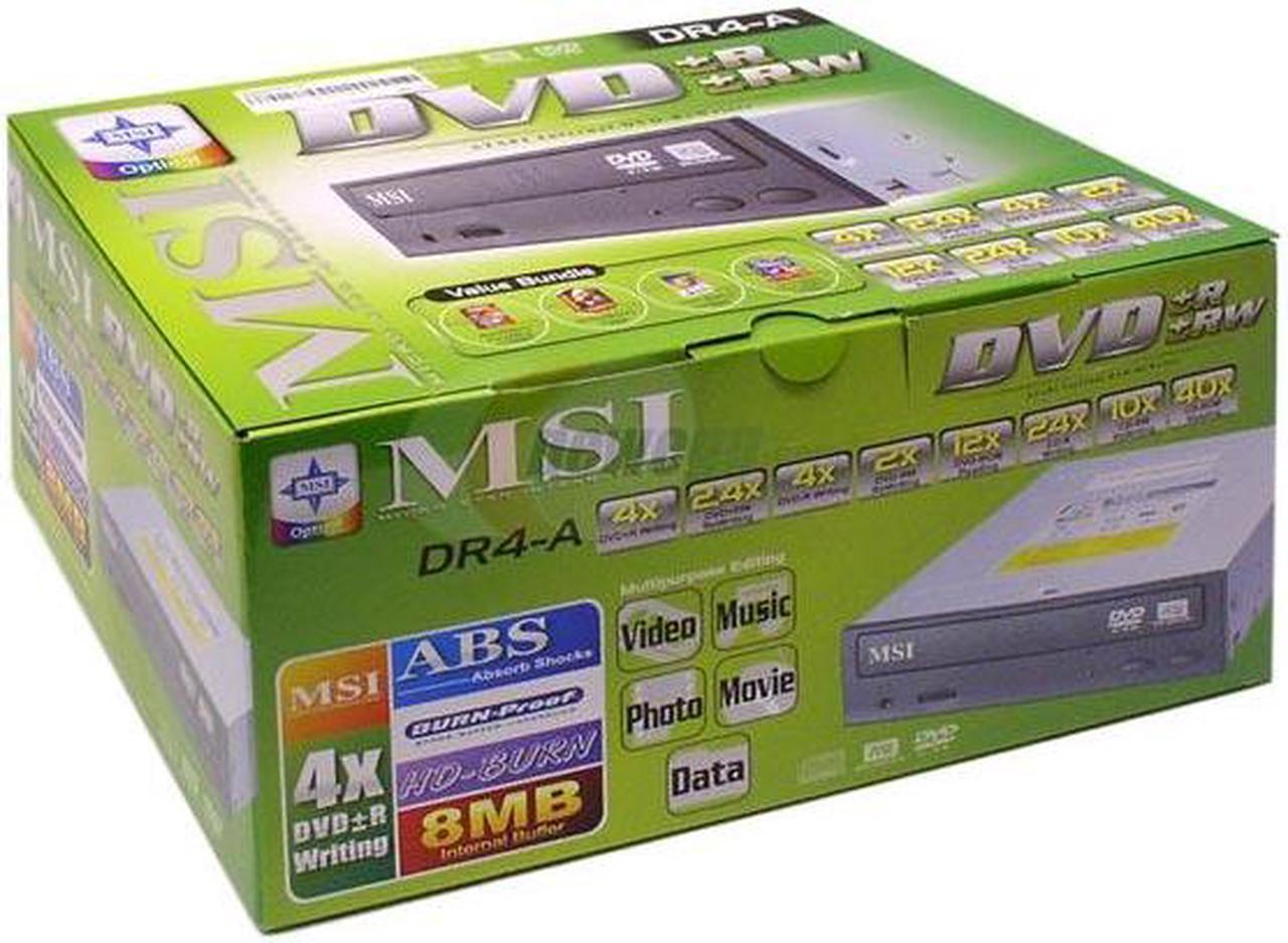 Alt view image 4 of 4 - MSI DVD Burner 4X DVD+R 2.4X DVD+RW 4X DVD-R 2X DVD-RW 12X DVD-ROM 24X CD-R 10X CD-RW 40X CD-ROM Black IDE Model DR4-A BLACK