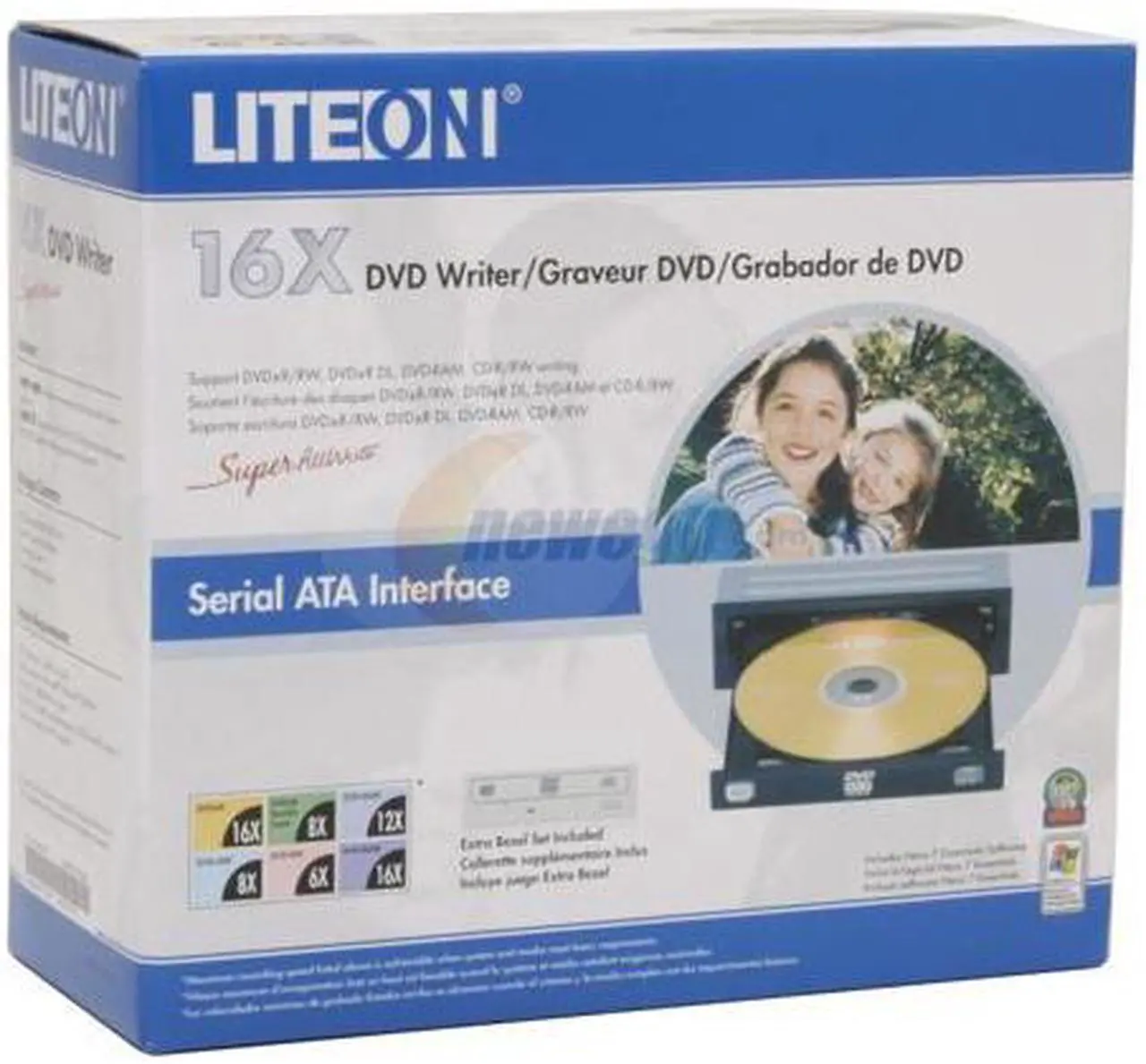 Alt view image 6 of 6 - LITE-ON Black 16X DVD+R 8X DVD+RW 8X DVD+R DL 16X DVD-R 6X DVD-RW 12X DVD-RAM 16X DVD-ROM 48X CD-R 32X CD-RW 48X CD-ROM 2MB Cache SATA DVD Burner with Replaceable White Front Panel