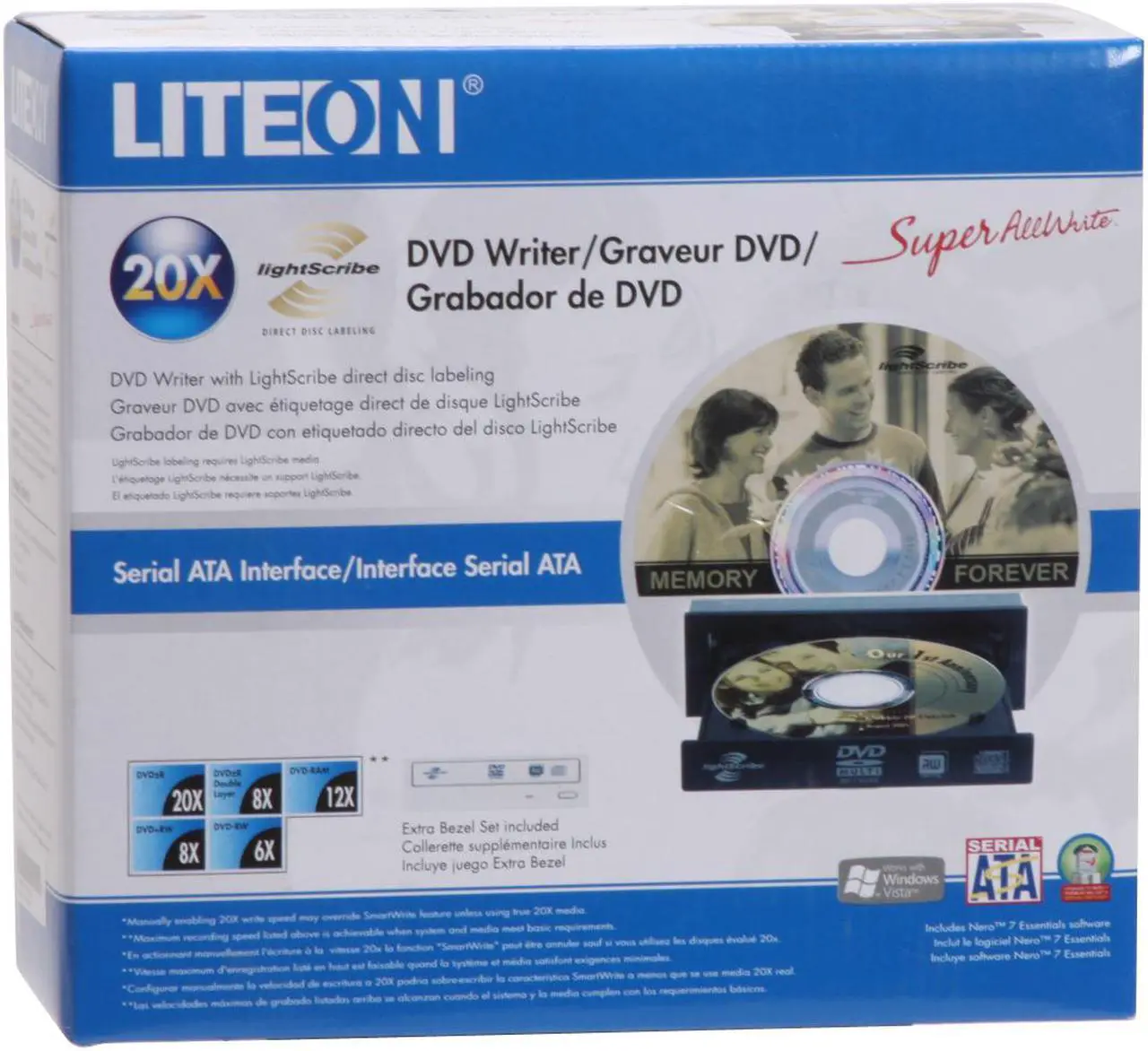 Alt view image 6 of 6 - LITE-ON 20X DVD±R DVD Burner with LightScribe 20X DVD+R 8X DVD+RW 8X DVD+R DL 20X DVD-R 6X DVD-RW 16X DVD-ROM 48X CD-R 32X CD-RW 48X CD-ROM Black SATA Model iHAS220-08 LightScribe Support
