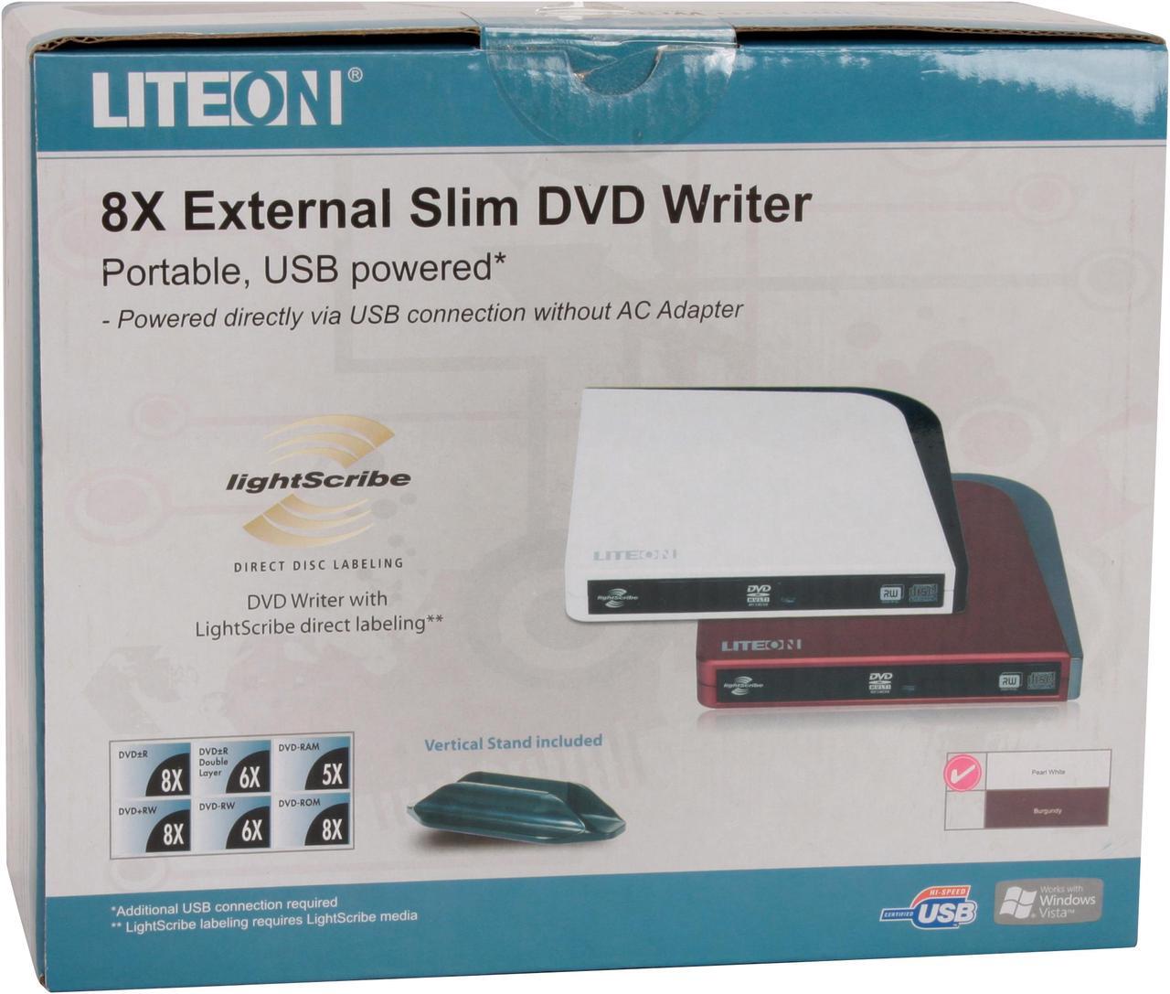 Alt view image 7 of 7 - LITE-ON USB 2.0 External Slim 8X DVD Burner USB-Powered Model eSAU208-01 LightScribe Support