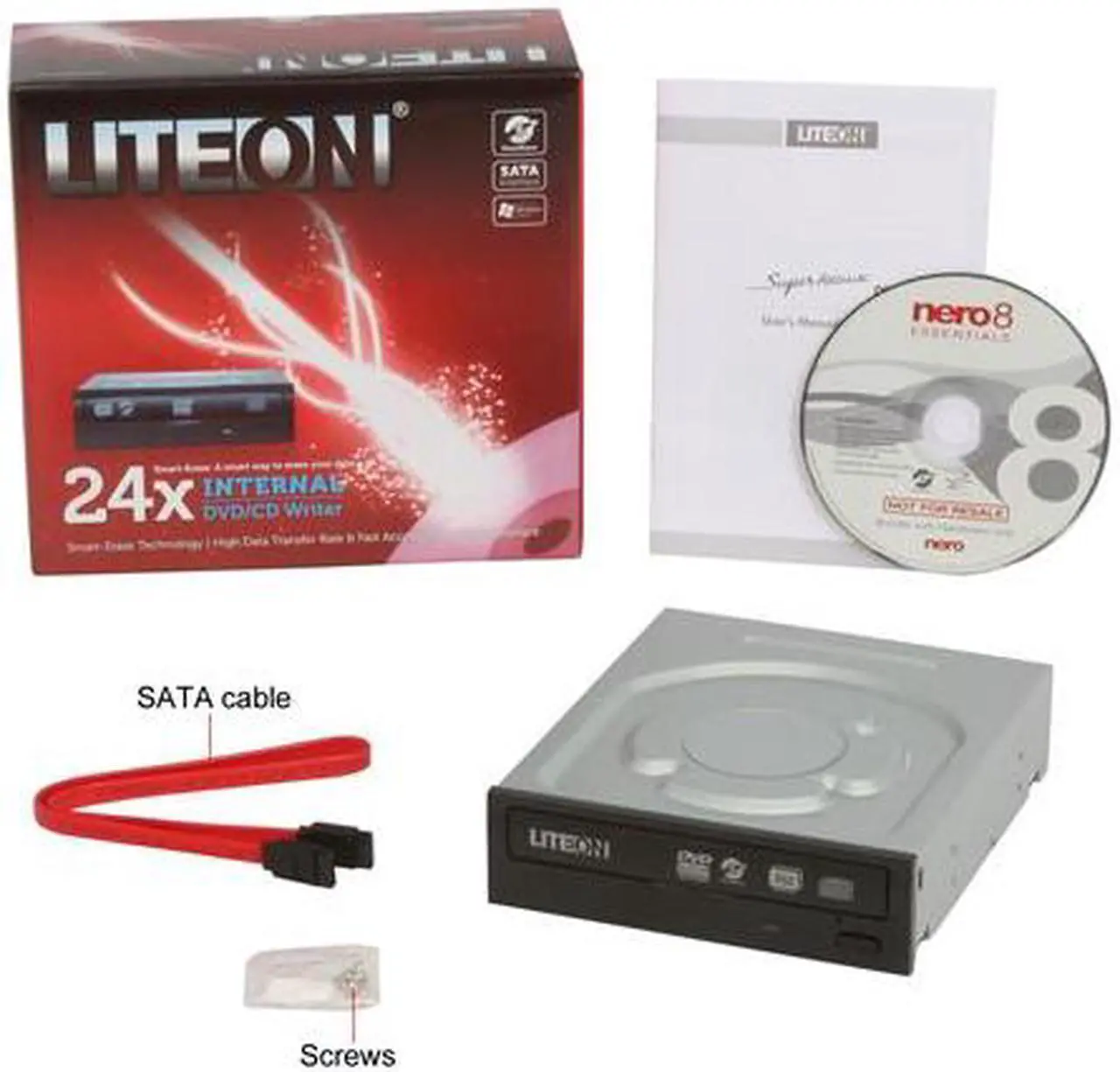 Alt view image 3 of 3 - LITE-ON CD/DVD Burner 24X DVD+R 8X DVD+RW 24X DVD-R 6X DVD-RW 16X DVD-ROM 48X CD-R 32X CD-RW 48X CD-ROM Black SATA Model iHAS324-08