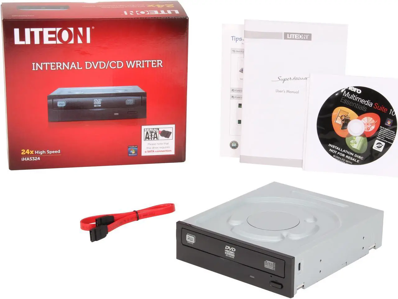 Alt view image 4 of 4 - LITE-ON Internal 24x DVD-Writer 24X DVD+R 8X DVD+RW 12X DVD+R DL 24X DVD-R 6X DVD-RW 16X DVD-ROM 48X CD-R 32X CD-RW 48X CD-ROM Black SATA Model iHAS324-99