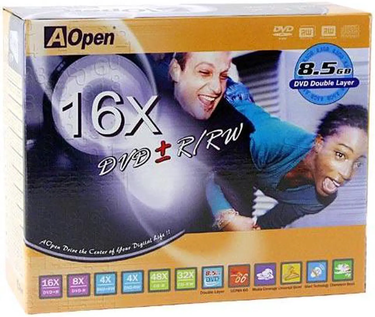 Main image of AOpen DVD Burner 16X DVD+R 4X DVD+RW 2.4X DVD+R DL 8X DVD-R 4X DVD-RW 16X DVD-ROM 48X CD-R 32X CD-RW 48X CD-ROM 2-Tone IDE Model 91.4ID37.074