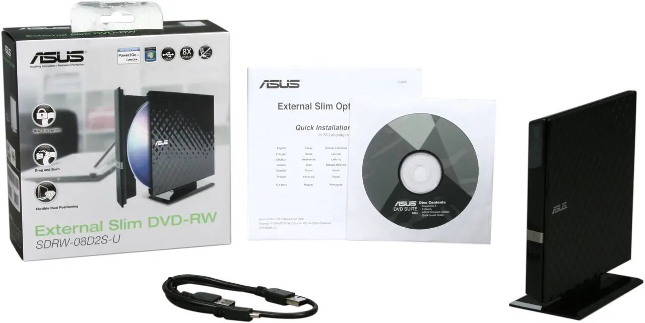 Alt view image 5 of 5 - ASUS USB 2.0 8X Slim external DVD burner Model SDRW-08D2S-U/D-BK