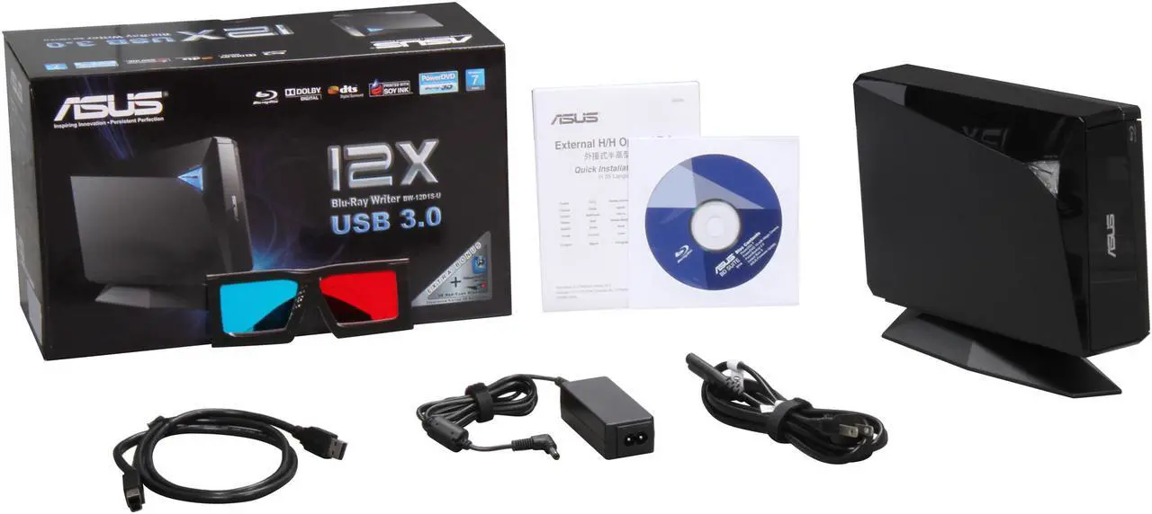 Alt view image 6 of 5 - ASUS USB 3.0 12X Blu-ray Burner Model BW-12D1S-U/BLK/G/AS