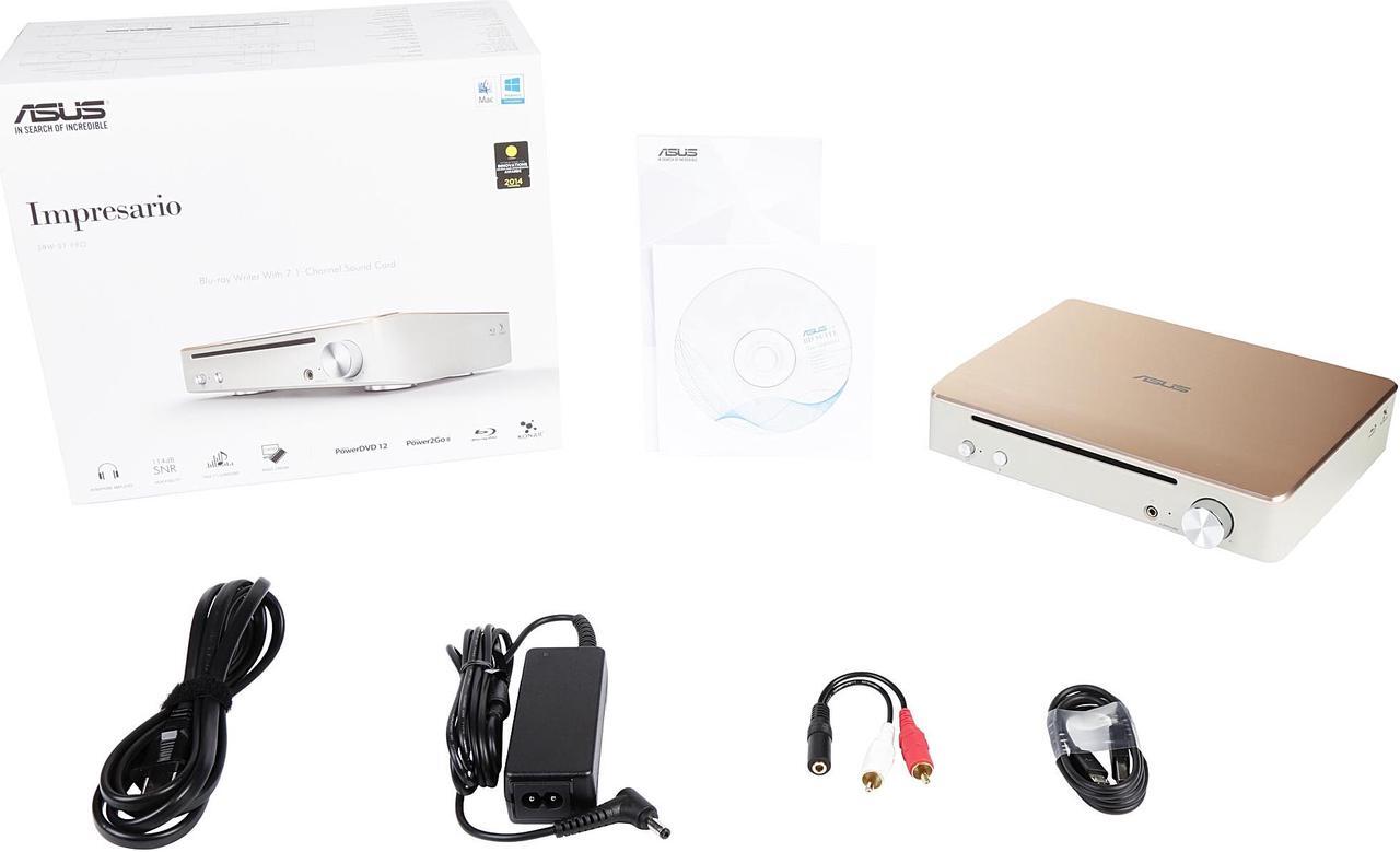 Alt view image 7 of 6 - ASUS Impresario SBW-S1 PRO USB 7.1 Sound Card / DAC with Blu-ray writer with 600 ohm headphone amp 114dB SNR 24-bit / 192kHz (SBW-S1 PRO) - OEM