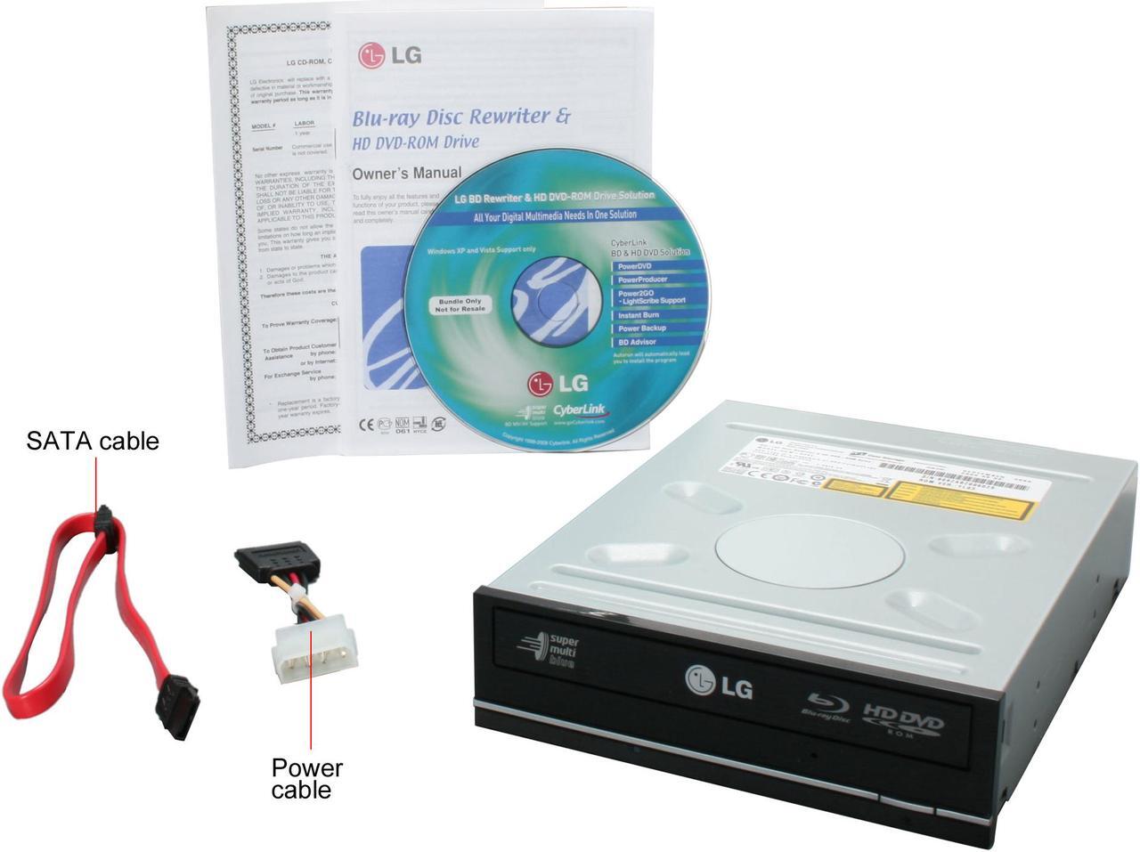 Alt view image 4 of 4 - LG Black 6X BD-R 2X BD-RE 16X DVD+R 6X BD-ROM 4MB Cache SATA Internal Blu-ray Burner 6X Blu-ray Disc Burner & HD DVD-ROM Drive Model GGW-H20L - OEM