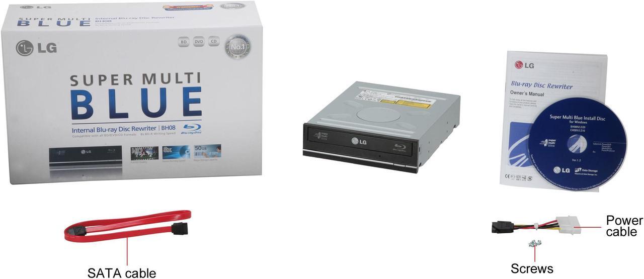 Alt view image 6 of 6 - LG Black 8X BD-R 2X BD-RE 16X DVD+R 5X DVD-RAM 6X BD-ROM 2MB Cache SATA Blu-ray Burner BH08LS20