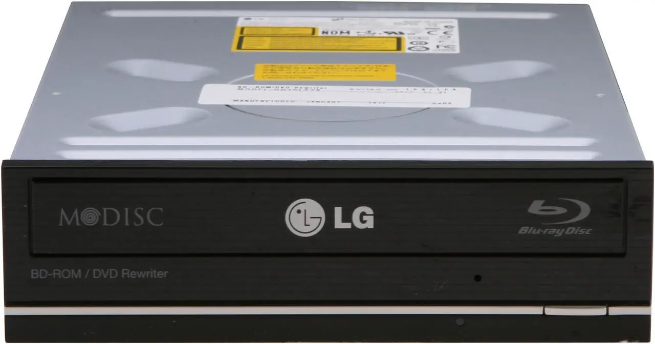 Alt view image 2 of 4 - LG Black 10X BD-ROM 16X DVD-ROM 48X CD-ROM SATA Internal 12X Internal Blu-ray Drive 3D Playback & M-DISC Support Model UH12LS29 LightScribe Support - OEM