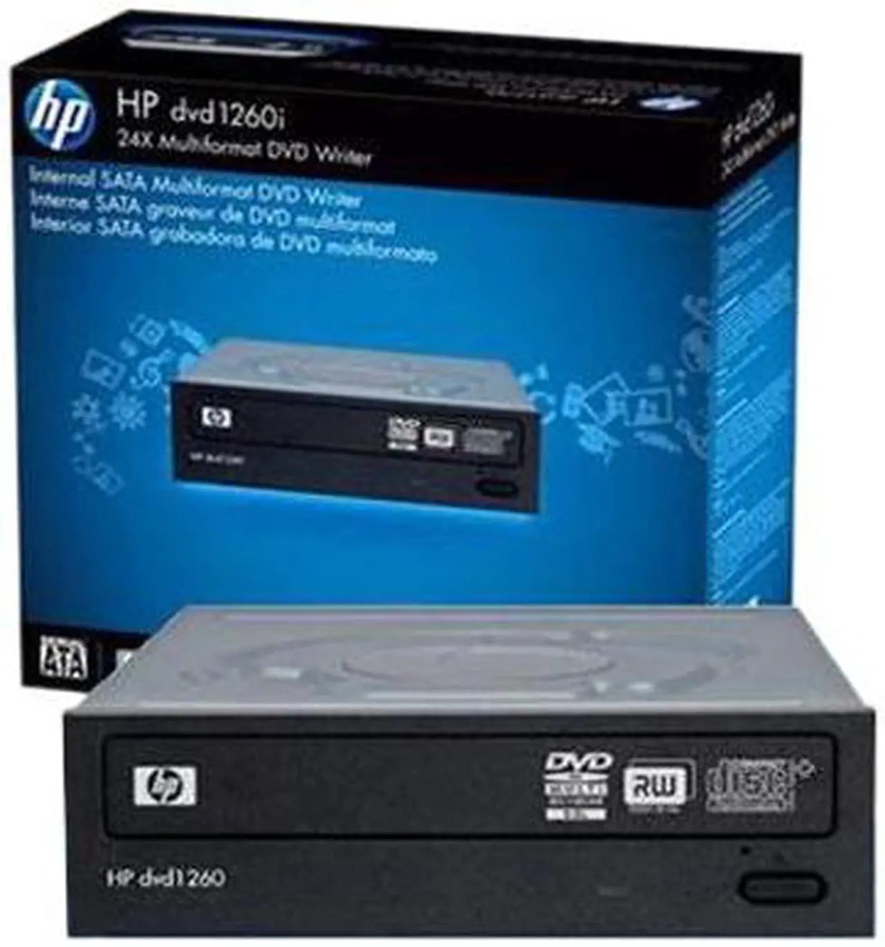 Alt view image 14 of 14 - HP 24X Multiformat DVD Writer 24X DVD+R 8X DVD+RW 12X DVD+R DL 24X DVD-R 6X DVD-RW 16X DVD-ROM 48X CD-R 32X CD-RW 48X CD-ROM Black SATA Model 1260i