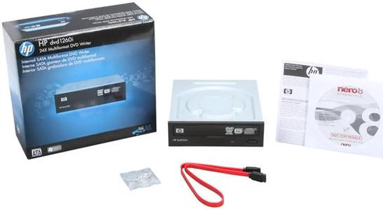 Alt view image 13 of 14 - HP 24X Multiformat DVD Writer 24X DVD+R 8X DVD+RW 12X DVD+R DL 24X DVD-R 6X DVD-RW 16X DVD-ROM 48X CD-R 32X CD-RW 48X CD-ROM Black SATA Model 1260i