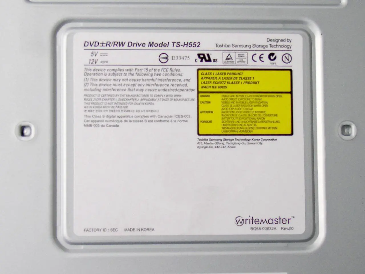 Alt view image 2 of 3 - SAMSUNG DVD Burner 16X DVD+R 8X DVD+RW 16X DVD-R 6X DVD-RW 16X DVD-ROM 48X CD-R 24X CD-RW 48X CD-ROM Beige IDE Model TS-H552B/WBHH - OEM