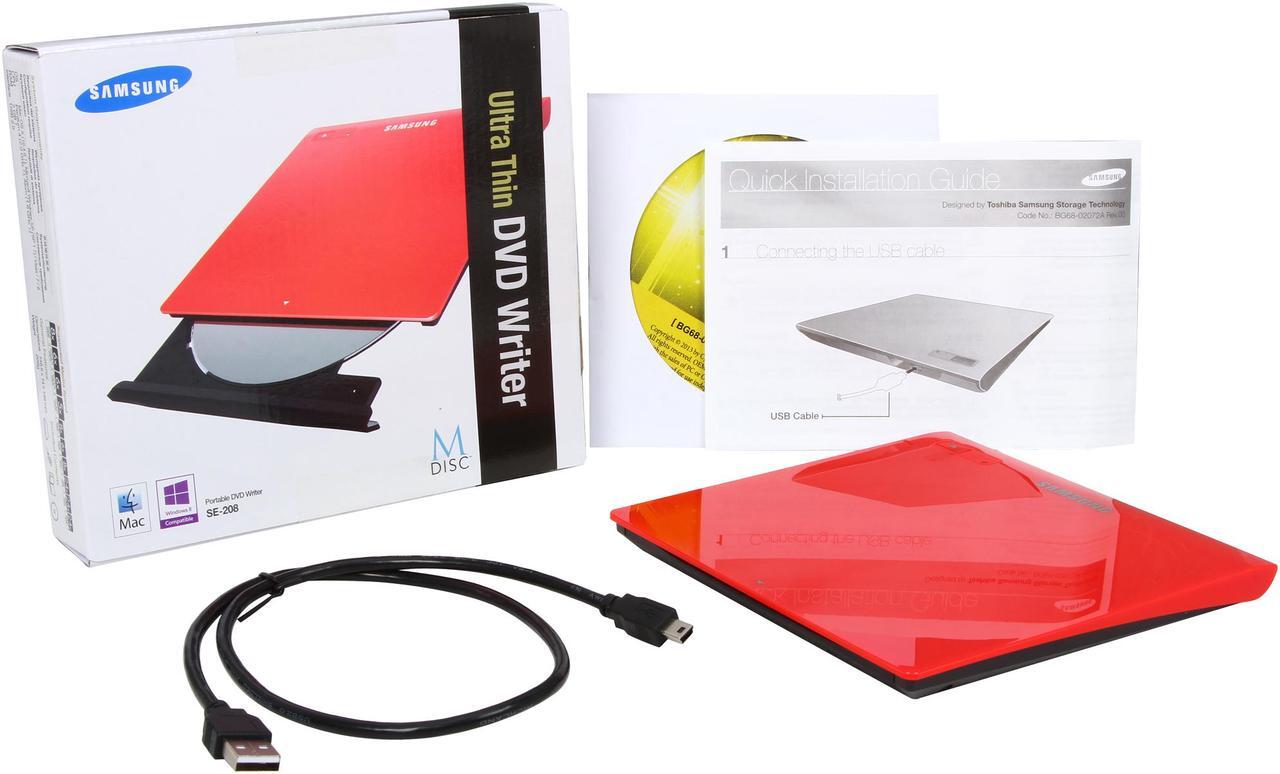 Alt view image 7 of 6 - SAMSUNG Ultra-Slim Optical Drives Red, M-Disc Support, MAC OS X compatible Model SE-208GB/RSRD