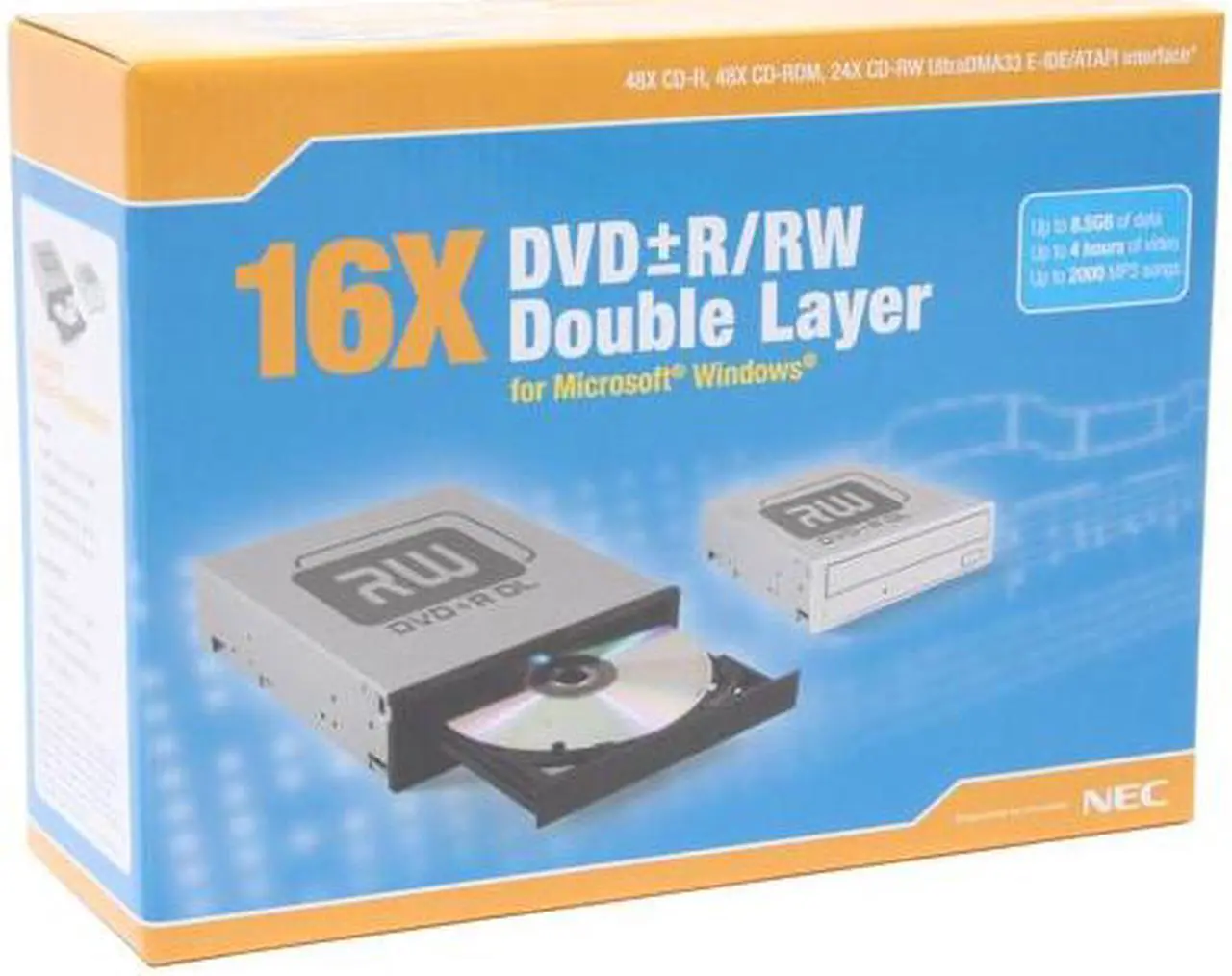 Alt view image 4 of 4 - NEC 16X DVD±R DVD Burner 16X DVD+R 8X DVD+RW 8X DVD+R DL 16X DVD-R 6X DVD-RW 16X DVD-ROM 48X CD-R 24X CD-RW 48X CD-ROM Black IDE Model ND-3550A