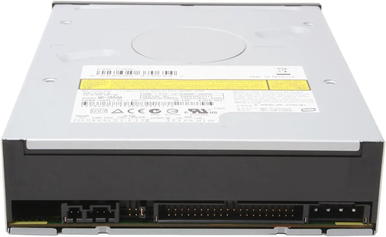 Alt view image 3 of 3 - NEC Black 16X DVD+R 8X DVD+RW 8X DVD+R DL 16X DVD-R 6X DVD-RW 16X DVD-ROM 48X CD-R 32X CD-RW 48X CD-ROM 2M Cache IDE/ATAPI DVD Burner - OEM