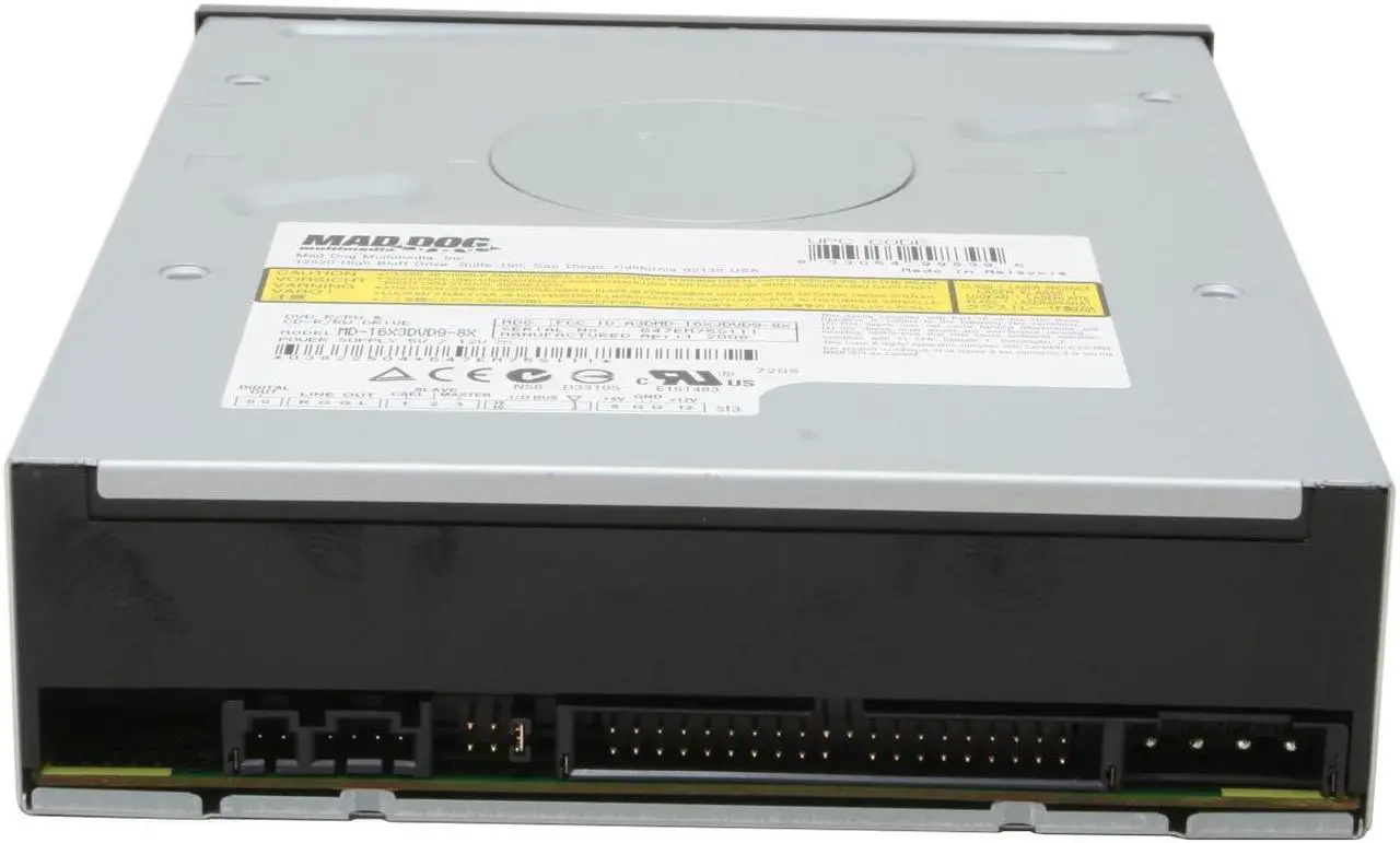 Alt view image 2 of 2 - MadDog Black 16X DVD+R 8X DVD+RW 8X DVD+R DL 16X DVD-R 6X DVD-RW 5X DVD-RAM 16X DVD-ROM 48X CD-R 32X CD-RW 48X CD-ROM 2M Cache IDE DVD Burner - OEM