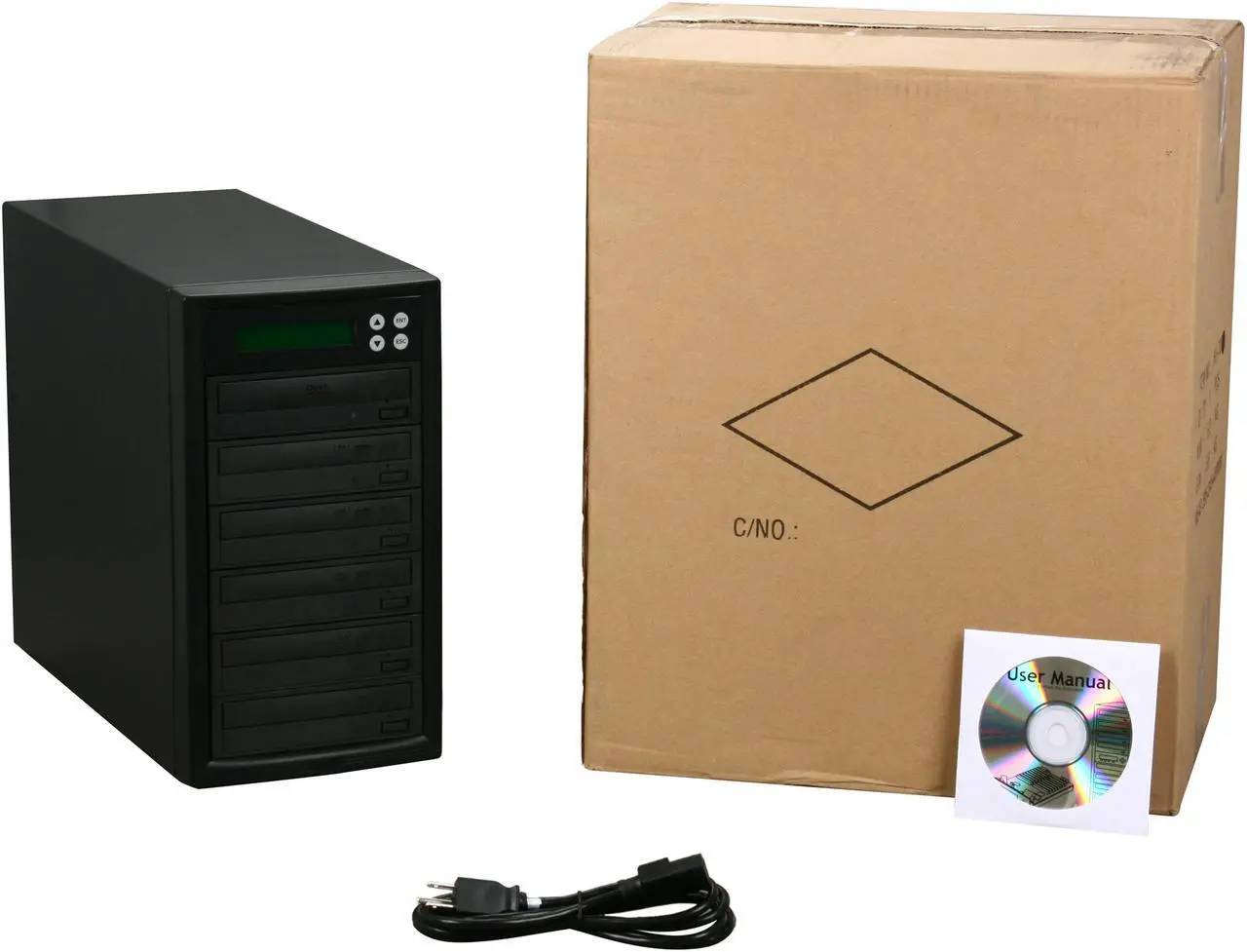 Alt view image 5 of 5 - VINPOWER Black 1 to 5 24X DVD+R 8X DVD+RW 12X DVD+R DL 24X DVD-R 6X DVD-RW 48X CD-R 32X CD-RW Econ Series SATA 24X DVD/CD Tower Duplicator Model Econ-S5T-DVD-BK