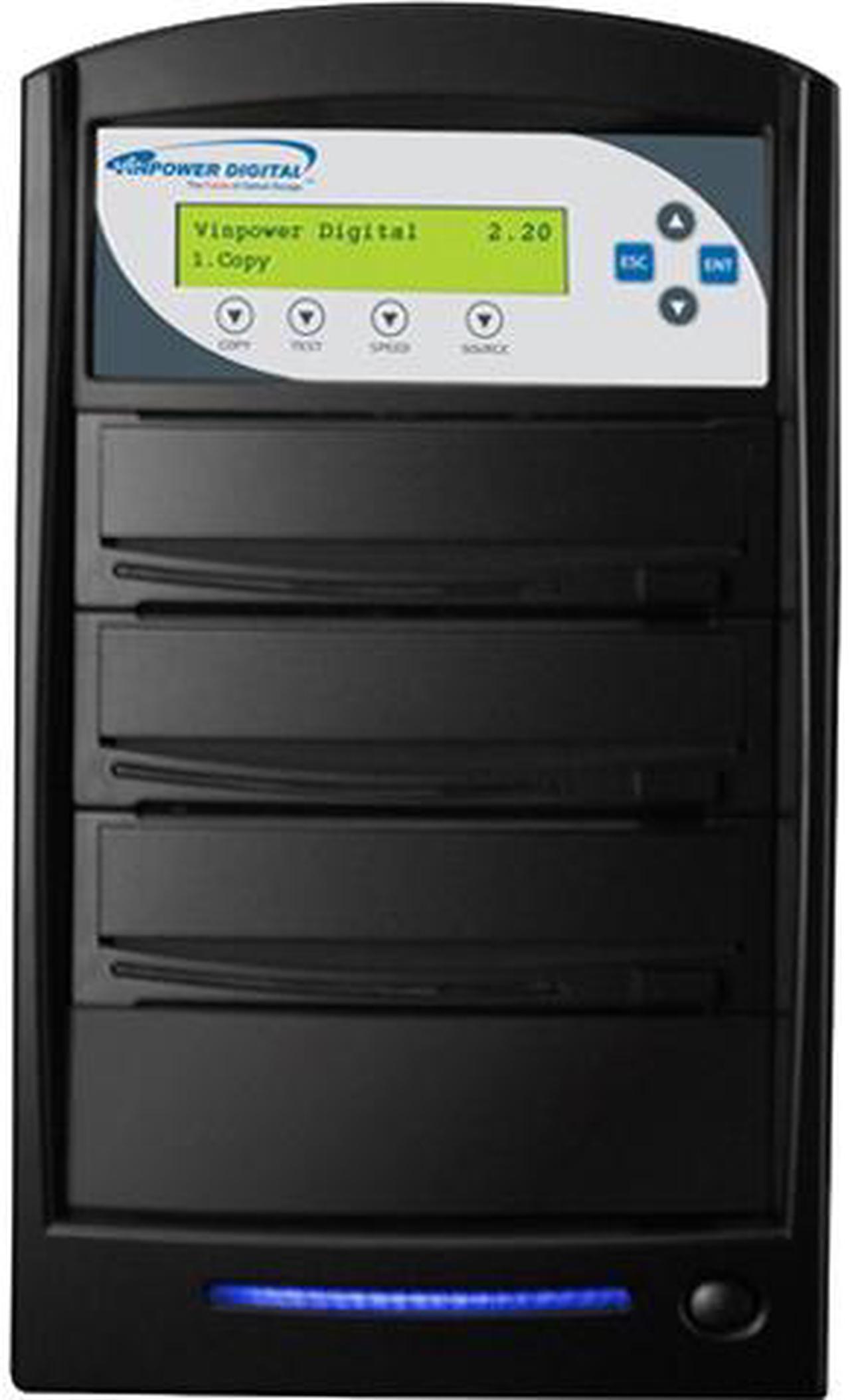 Main image of VINPOWER Black 1 to 2 12X DVD+R 8X DVD+RW 12X DVD+R DL 24X DVD-R 6X DVD-RW 40X CD-R 32X CD-RW SharkCopier DVD/CD Tower Duplicator with 320GB Hard Drive Model SHARK-S2T-BK