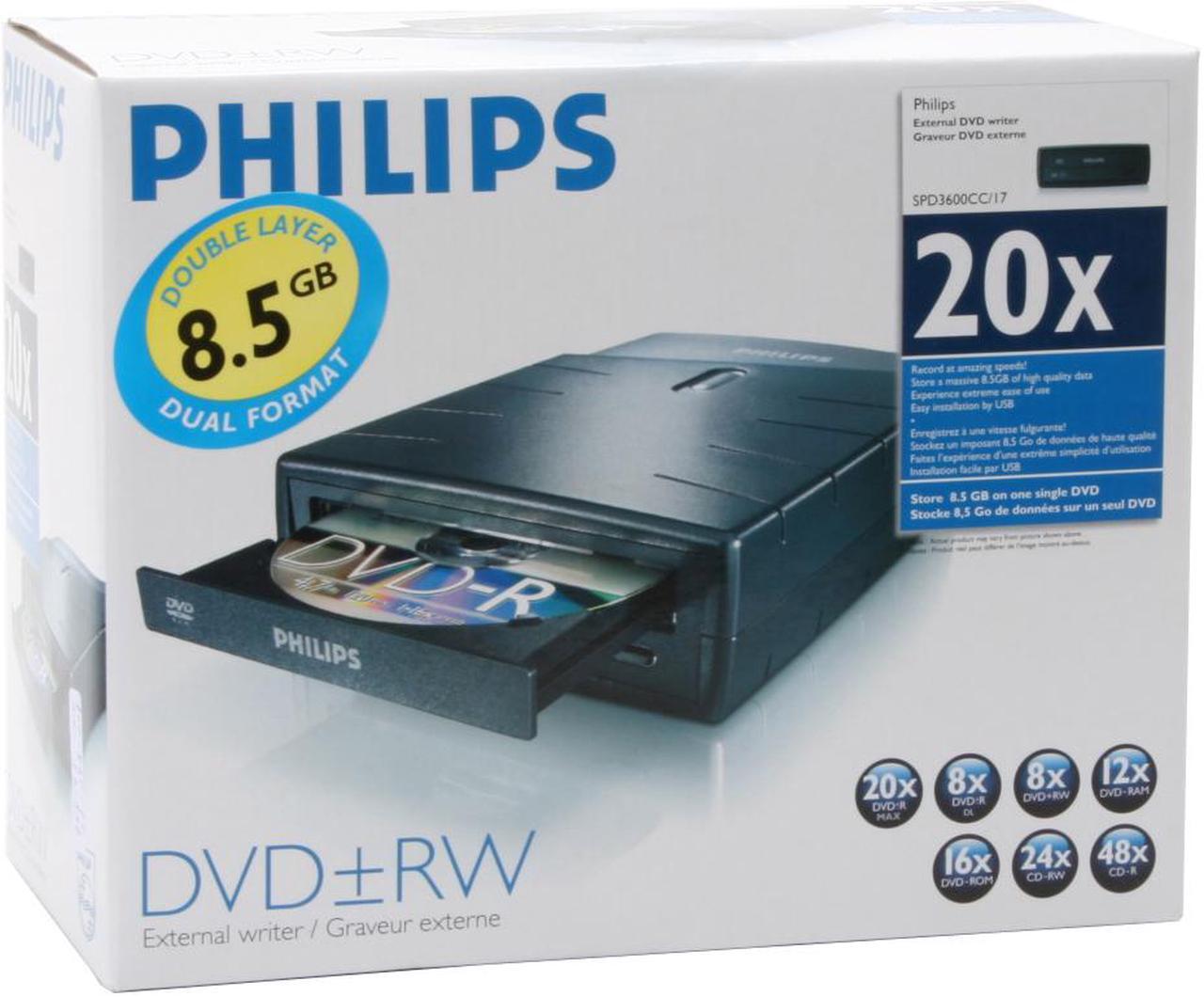 Alt view image 6 of 6 - PHILIPS USB 2.0 External 20X DVD±R DVD Drive with 12X DVD-RAM Model SPD3600CC