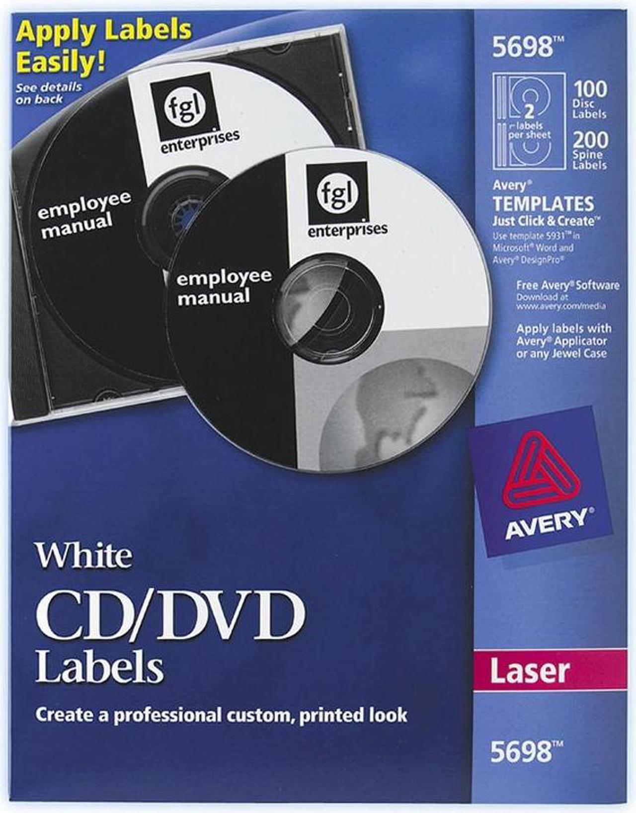 Main image of Avery CD Labels, 100 Disc Labels and 200 Spine Labels (5698)