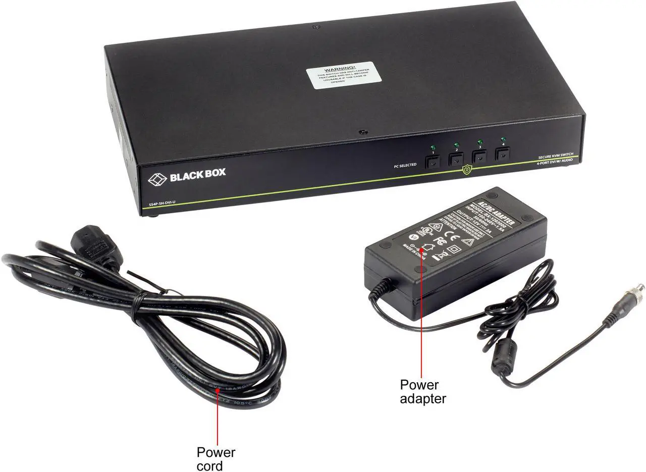 Alt view image 6 of 6 - Black Box SS4P-SH-DVI-U Secure NIAP 3.0 Single-Head DVI-I USB (or PS/2) KVM Switch