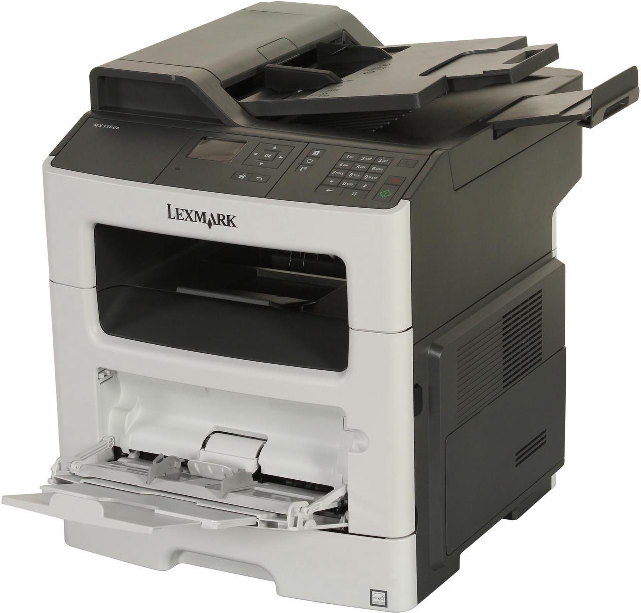 Lexmark MX310dn Small Workgroup Print Speed (Letter, Black): Up to 35 ppm Print Speed (Letter, Black) Duplex: Up to 16 spm 1200 x 1200 dpi Color Print Quality Monochrome Laser Multifunction Mono Laser Printer