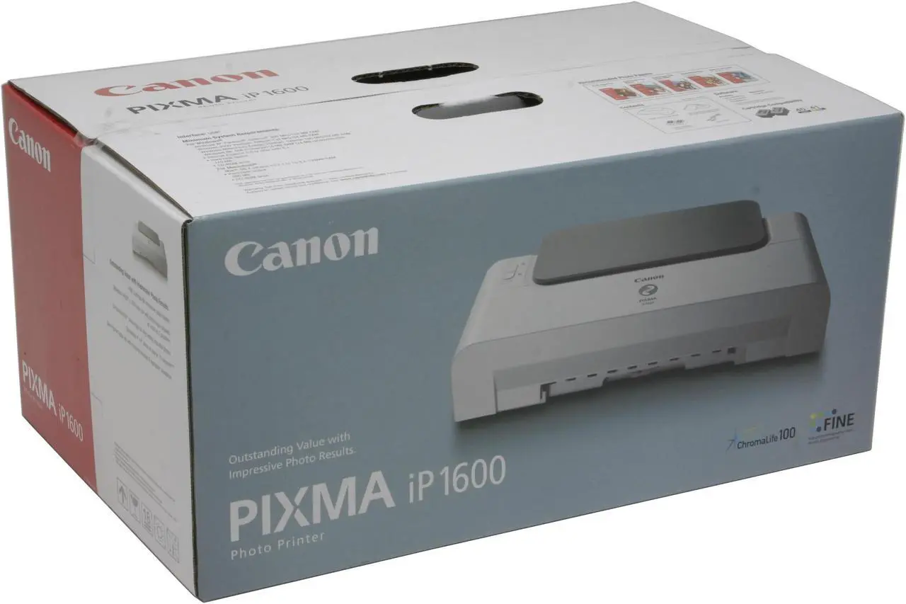 Alt view image 7 of 7 - Canon PIXMA iP1600 9989A001 19 ppm(approx. 3.2 seconds per page) Black Print Speed 4800 x 1200 dpi Color Print Quality USB InkJet Photo Color Printer