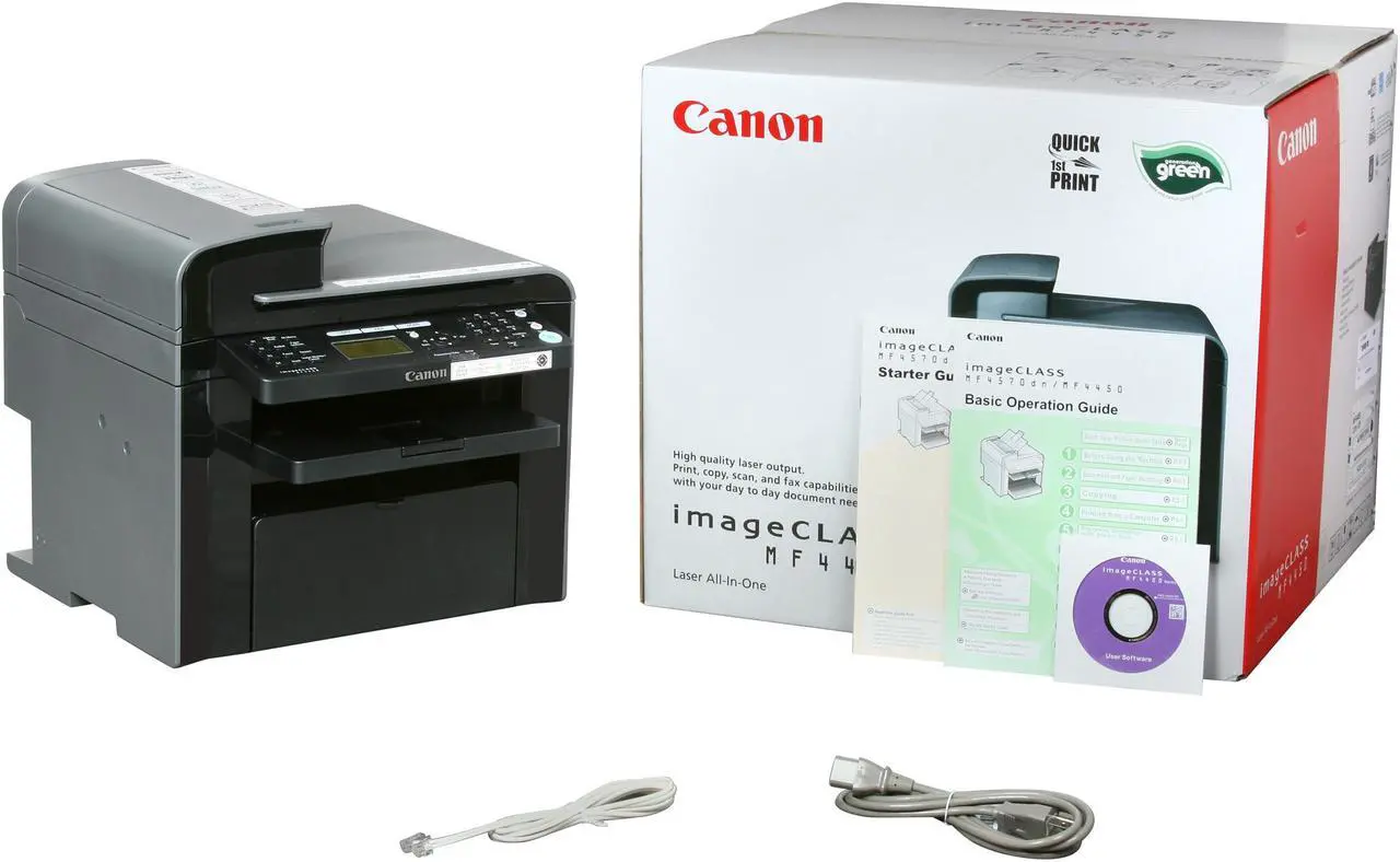 Alt view image 12 of 12 - Canon imageCLASS MF4450 (4509B021) MFC / All-In-One Up to 24 ppm Monochrome USB Laser Multifunction Printer