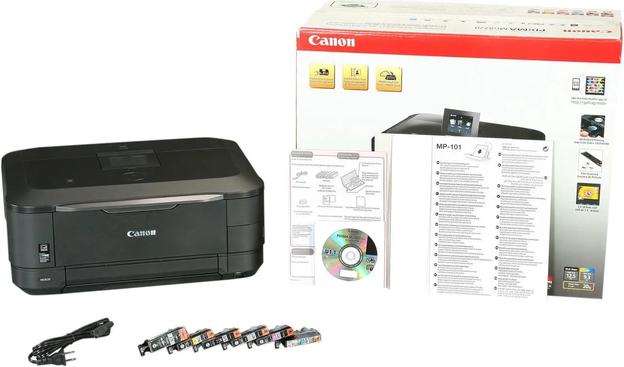Alt view image 9 of 9 - Canon PIXMA MG8220 ESAT Approx. 12.5 ipm Black Print Speed 9600 x 2400 dpi Color Print Quality Ethernet (RJ-45) / USB / Wi-Fi InkJet MFC / All-In-One Color Printer