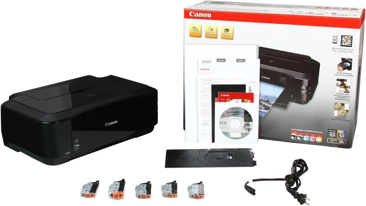 Alt view image 6 of 6 - Canon PIXMA iP4920 5287B002 Up to 12.5 ipm Black Print Speed 9600 x 2400 dpi Color Print Quality USB InkJet Photo Color Printer